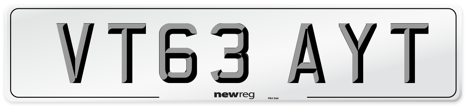 VT63 AYT Number Plate from New Reg